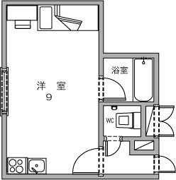 Bタイプ（洋室9畳）の間取り図